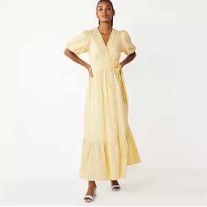 Draper James RSVP striped linen blend midi wrap dress M